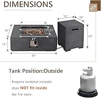 Vista 90 de COSIEST Juego de Mesa de Hoguera de Propano para Exteriores de 2 Piezas con Mesa para Tanque, Mesa de Fuego de 42" Certificada, 50,000 BTU con Base