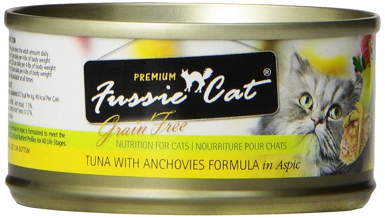 Fussie Cat Premium Tuna & Anchovies in Aspic Grain-Free Wet Cat Food 2.82oz, case of 24Fussie Cat Premium Tuna & Anchovies in Aspic Grain-F…