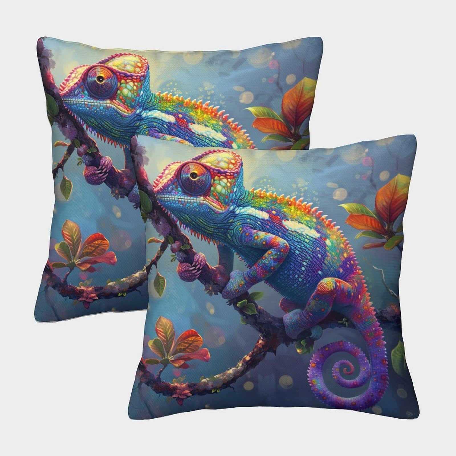 kaiyun 2 Pack Anime Style - Chameleon Pillow Case 40x40cm 3D Printing Cushion Cover,home Decoration Sofa Cushion
