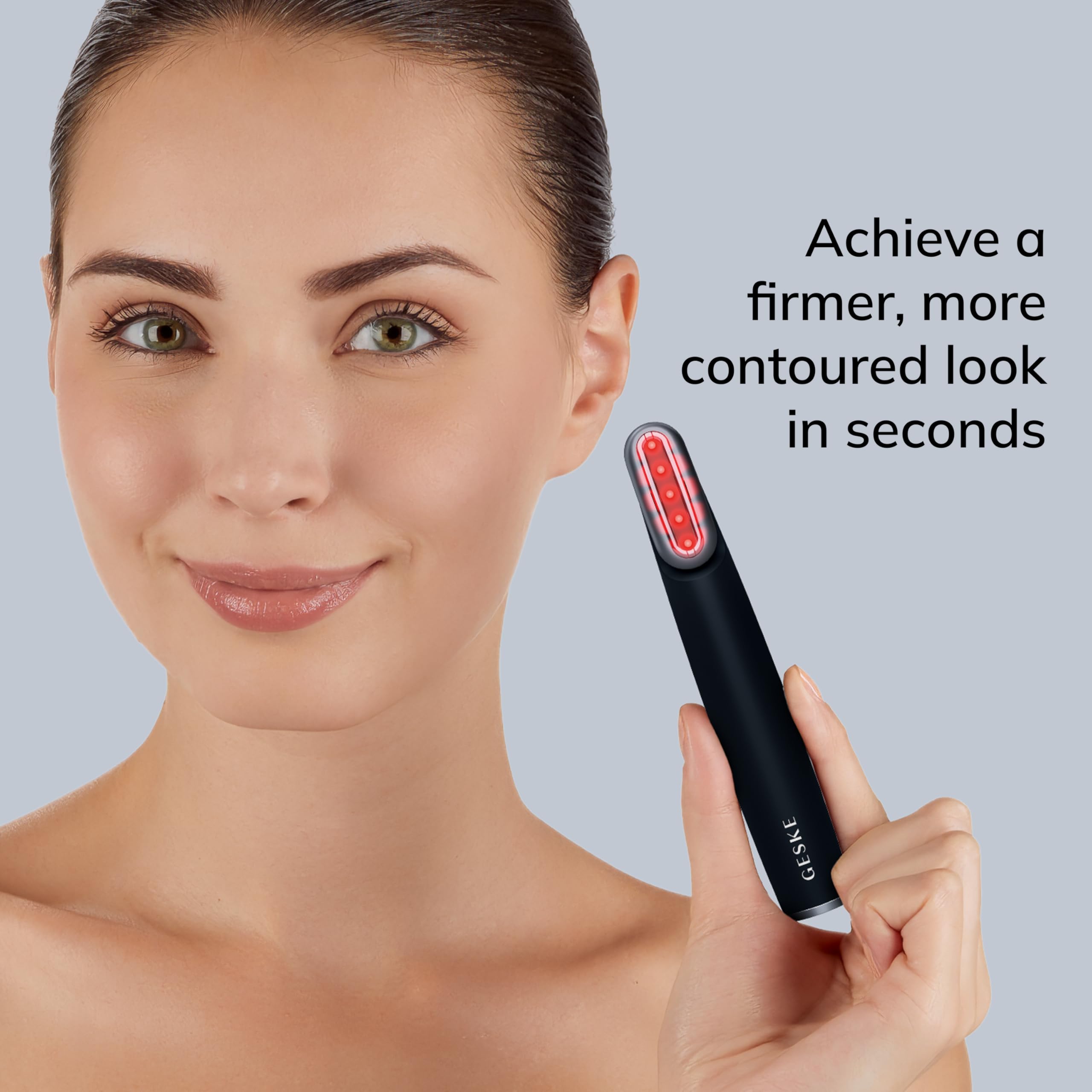 GESKE Skin Firming Wand | 7 in 1 | Anti-Aging | Mikrostrom Facelift | Reduziert Alterserscheinungen | Fortschrittlicher Facial Firmer | Red LED Light Technology | Flexibler Kopf