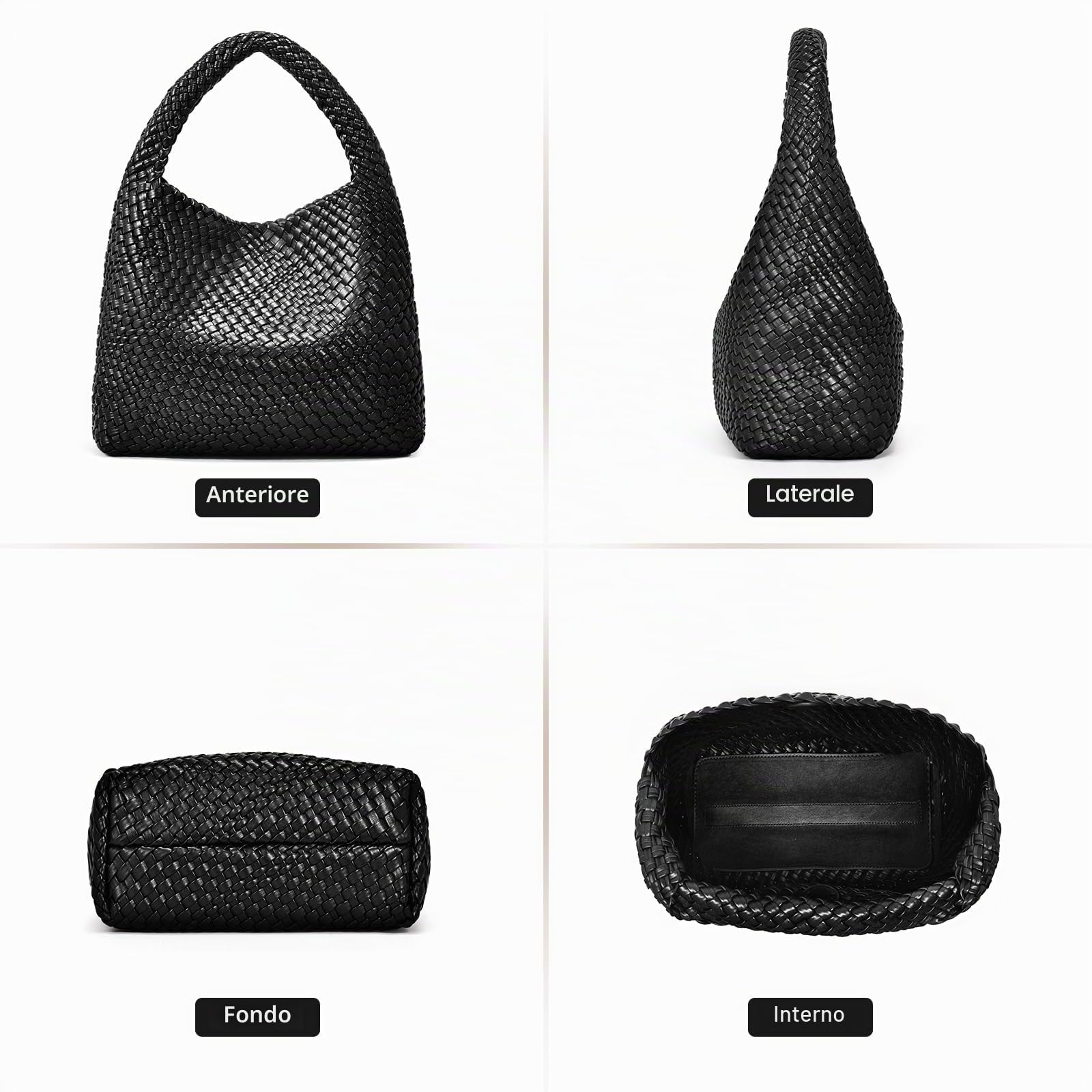 Oscaurt Borsa Tote da Donna in Pelle Intrecciata con Tracolla e Manico Superiore - Borsa per la Spesa con Sacchetto
