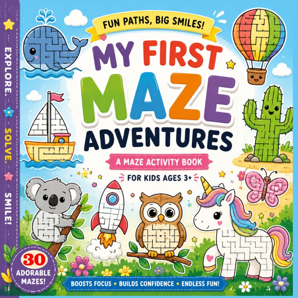My First Maze Adventures: Fun & Easy Maze Puzzles for Little Learners, Big Mazes, Happy Smiles & Endless Fun for Kids