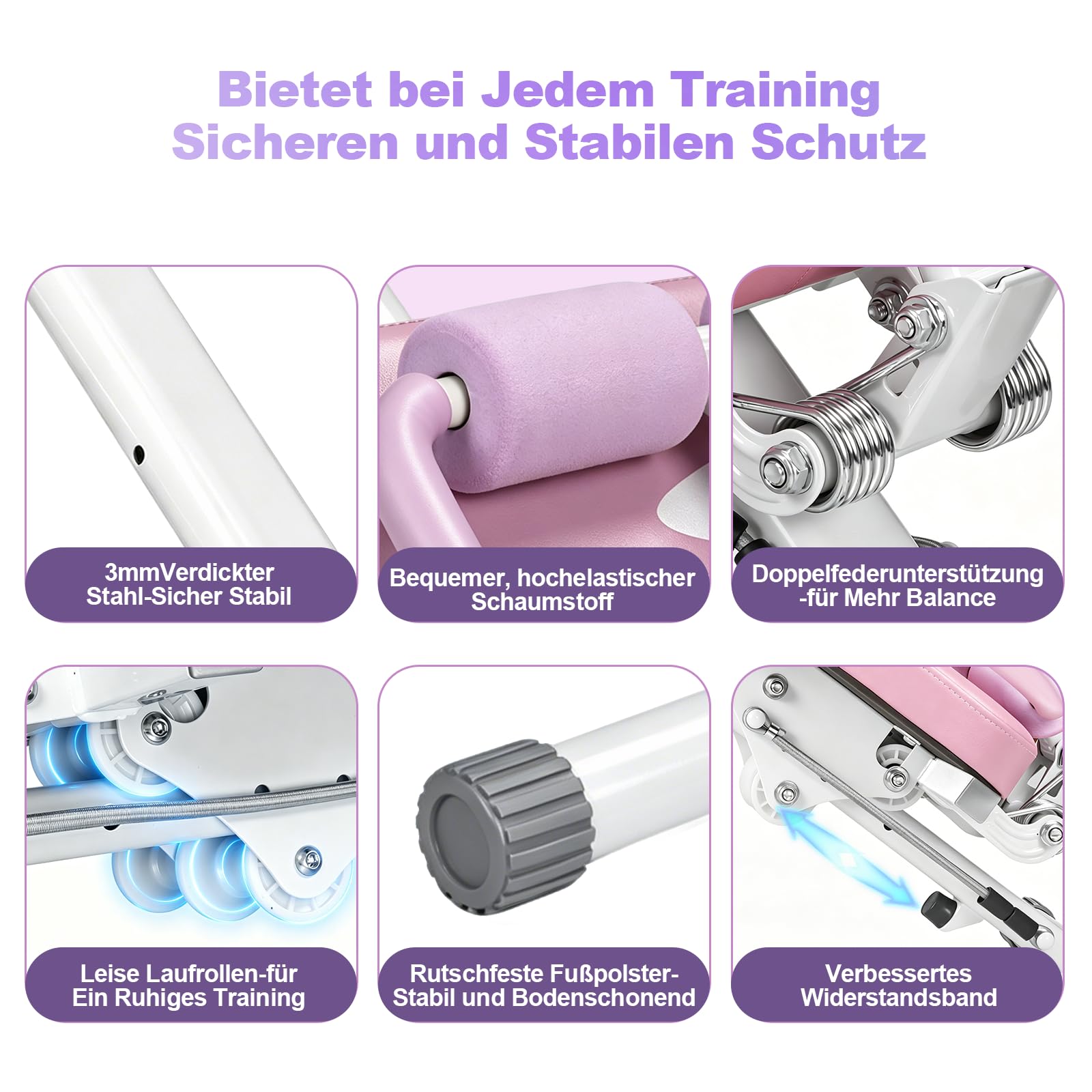 Bauchtrainer Bauchmuskeltrainer für Zuhause, Multifunktionale Verstellbarer Trainingsgerät für Ganzkörpertraining, 150kg Belastbarkeit, Abdominal Ab Machine mit LCD-Monitor & Widerstandsbänder