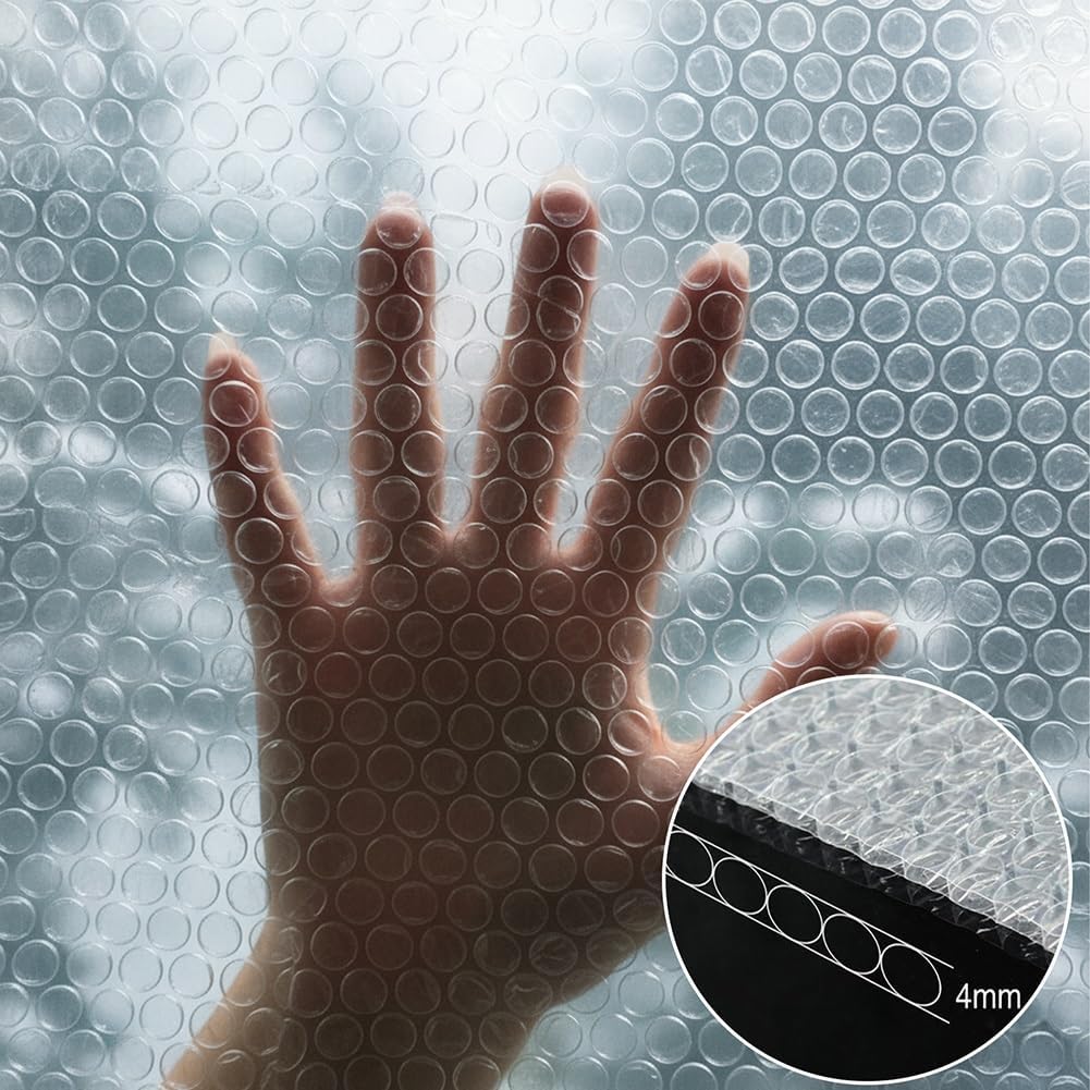 Bubble Window Insulation Kit, Plastic Window Insulation Film Weatherproofing Windows Wrap for Winter Thermal Cover Insulated Blanket Winterize Windows Curtain for Outdoor Attic RV(55x91in)