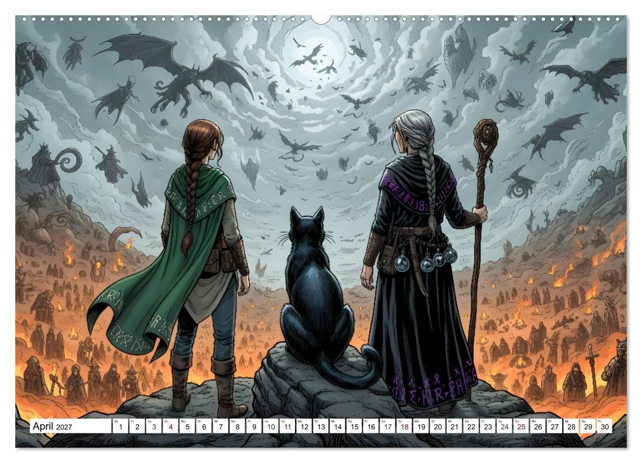 Die Walpurgisnacht - Alruns großes Hexenabenteuer (Wandkalender 2027 DIN A2 quer), CALVENDO Monatskalender: Eine fantasievolle, kind- und ... Überlieferungen neu erzählt. (CALVENDO Kunst)