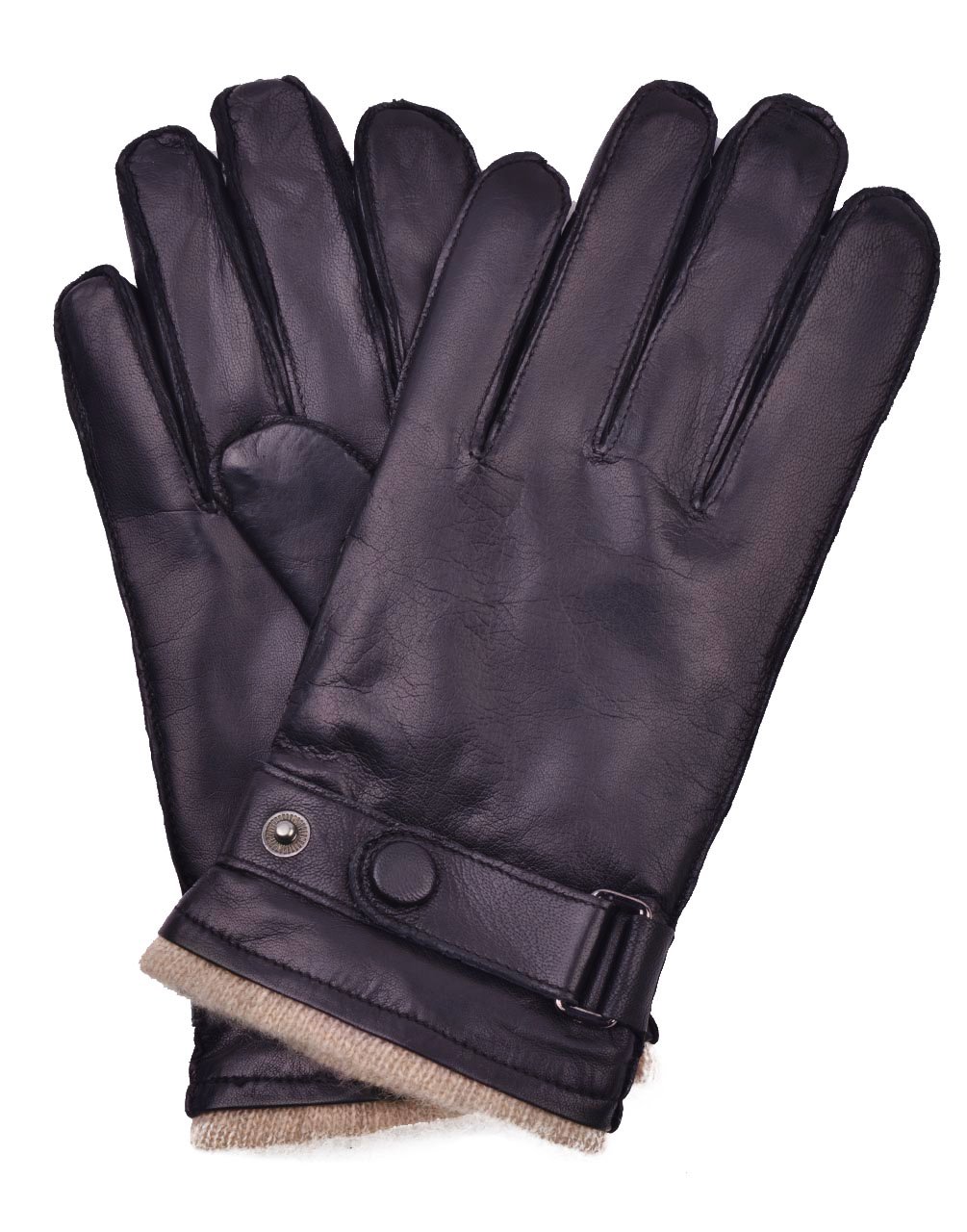 YISEVEN Men's Winter Cashmere Lined Touchscreen Lambskin Leather Gloves