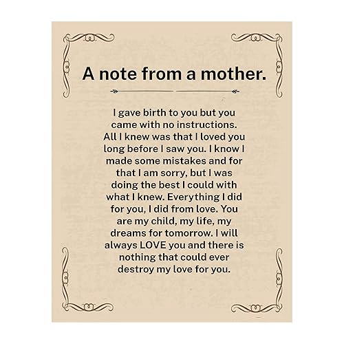 From A Mother - Inspirational Wall Decor, Motivational Vintage Typographic Wall Art Print Is A Heartfelt Photo For Living Room Decor, Office Decor,