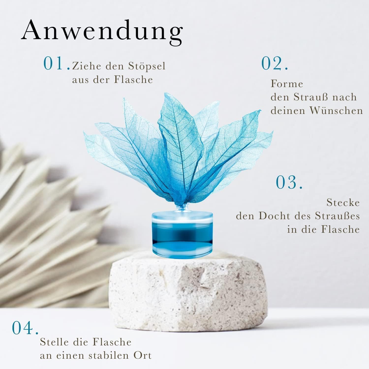 Midnight Sapphire 15 x 50ml Natürlich, Langanhaltend, Home Duft - Premium Raumerfrischer mit handgefertigter Blüte für die Wohnung