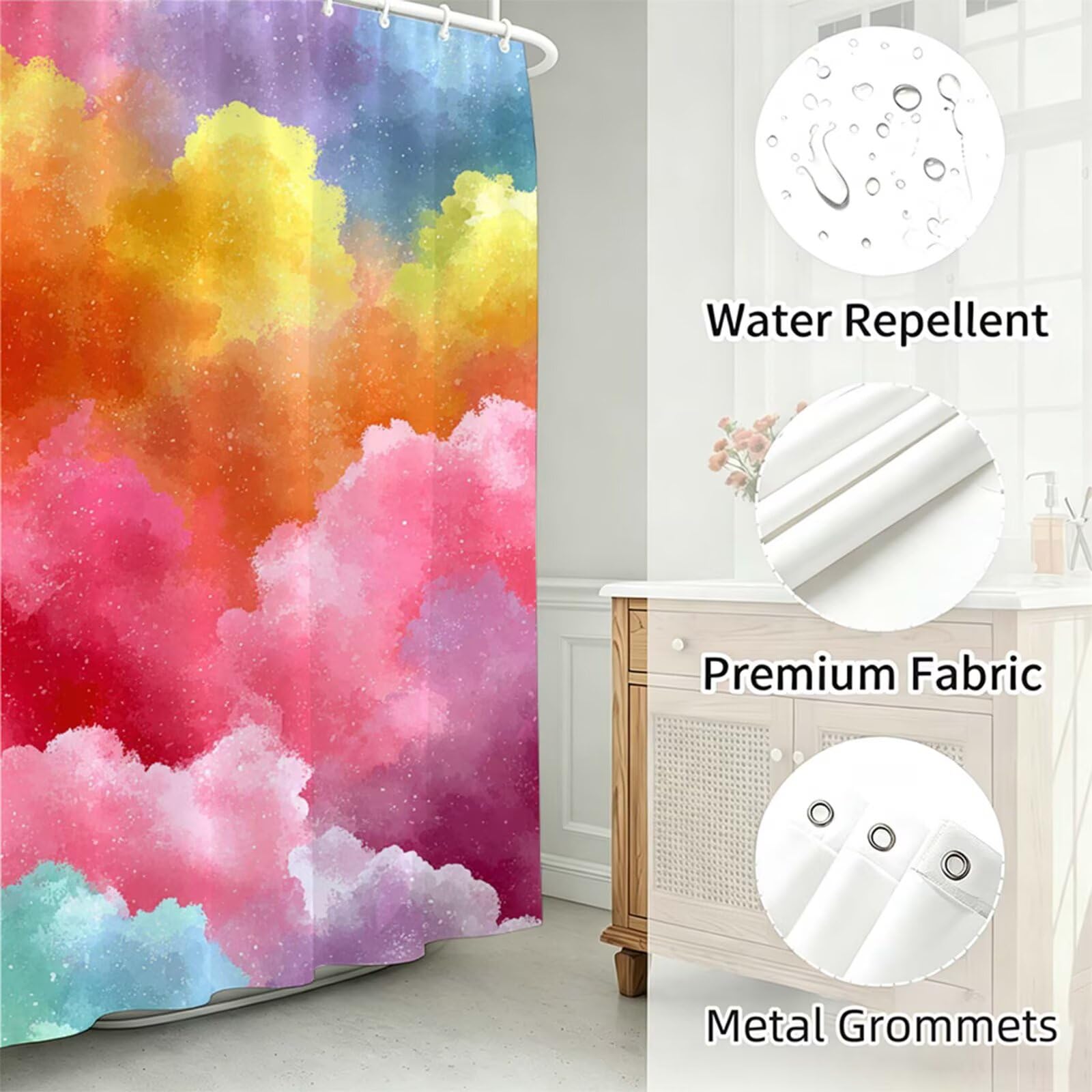 Duschvorhang 160x200cm, Duschvorhang Badewanne Rosa, Shower Curtain mit Ösen und 12 Duschringen, Beschwerter Saum, Maschinenwaschbar, Schnell Trocknend, Wasserdicht Polyester, Einfach J-770