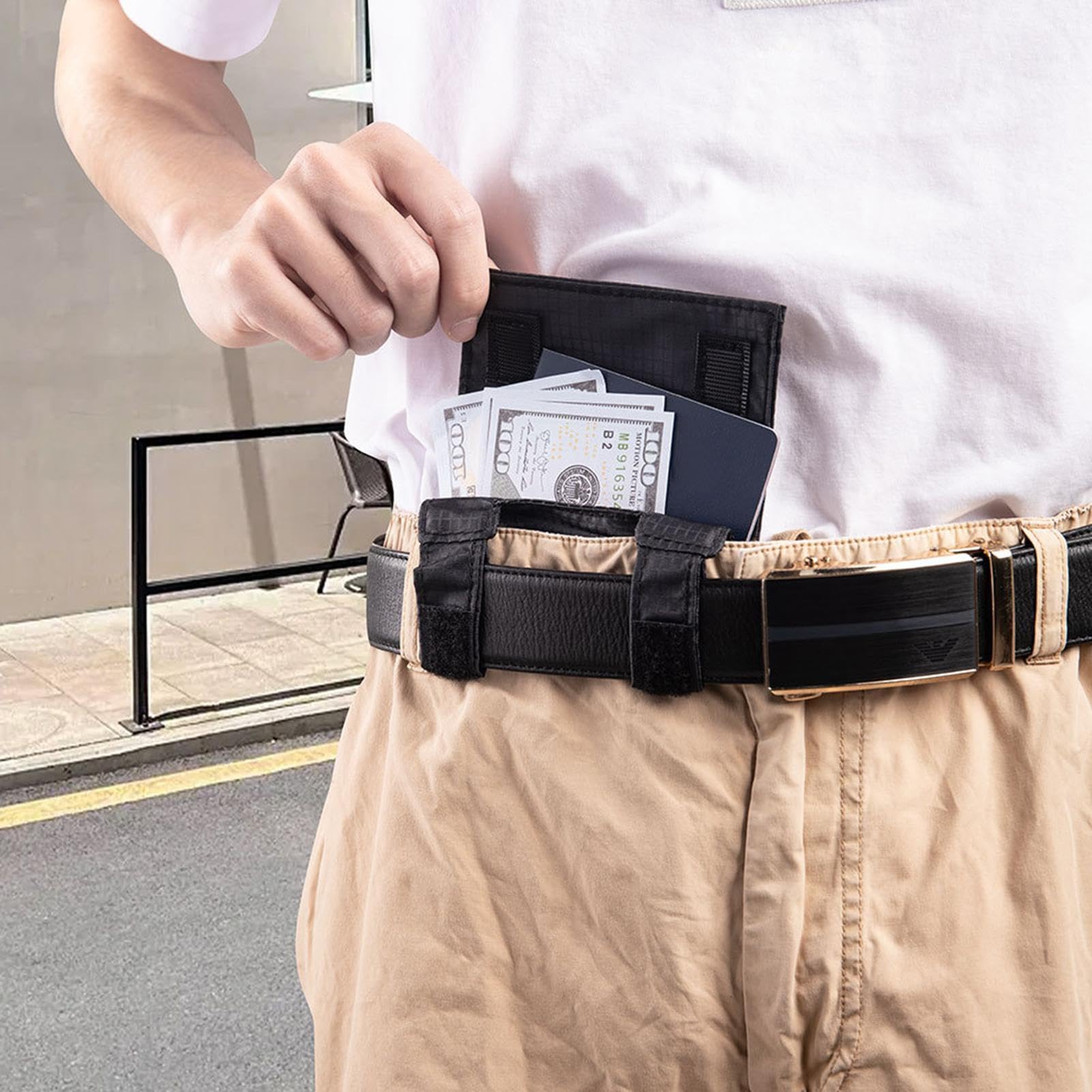 Portefeuille de ceinture ultra fin – Pochette de transport en nylon | Sac de rangement pliable à accès rapide pour cartes espèces, voyage, course à pied, randonnée, quotidien, organiseur compact et