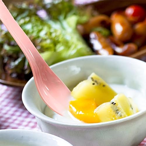 Miniatura 3 de Cuchara desechable para helado, cuchara de gelato de plástico para postre, punta frontal cuadrada, cucharas rosas 2 paquetes, rosa