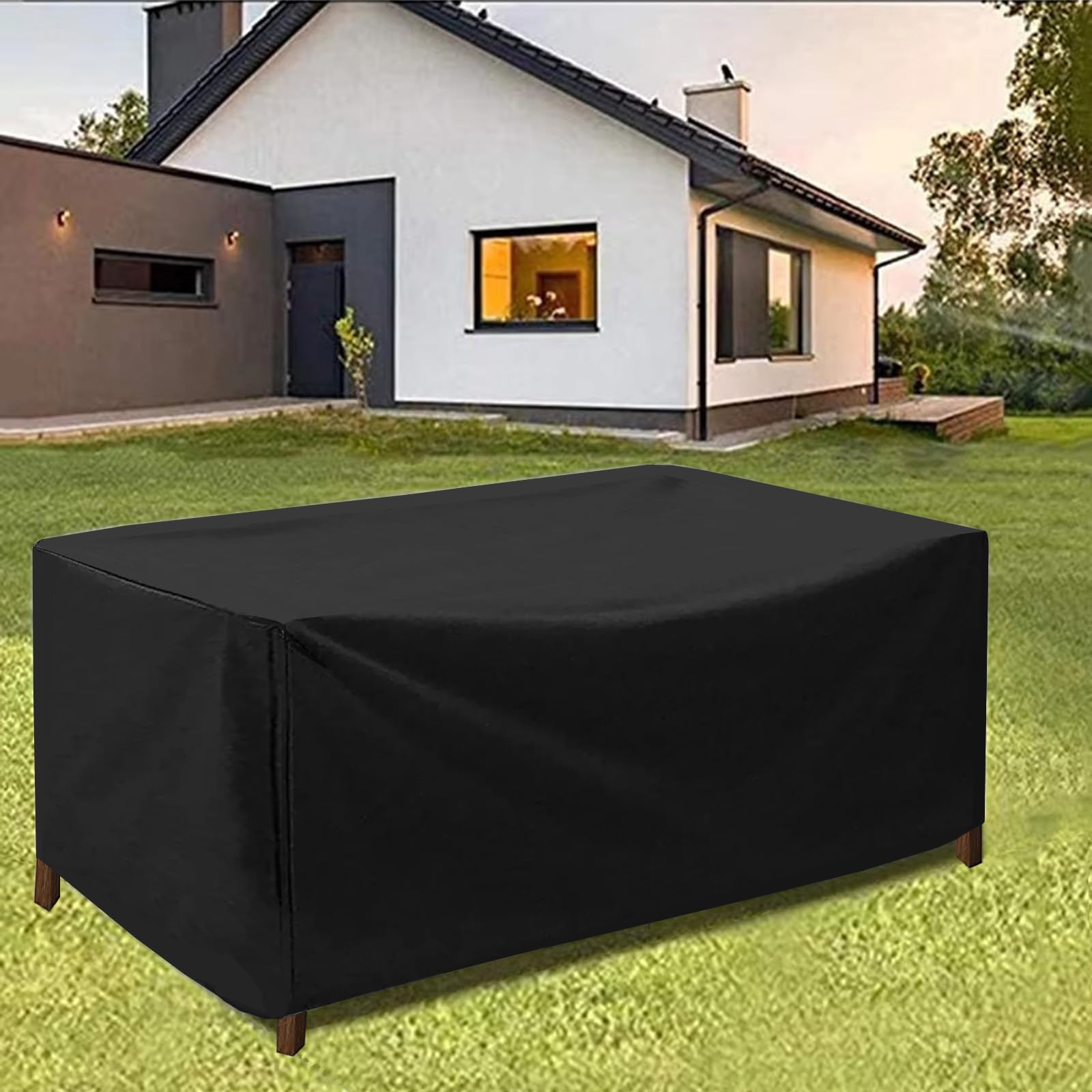 Wodoodporny pokrowiec na stół ogrodowy, pokrowiec na meble ogrodowe, 300 x 220 x 85 cm/LxSxH 420D ochraniacz na stół i krzesła, ochrona przed promieniowaniem UV na 2-osobową sofę, stolik kawowy