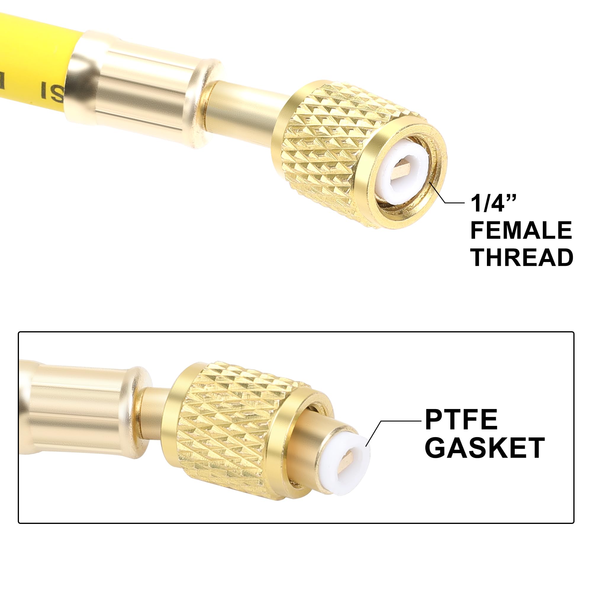 Tuyau De Charge Pour Climatisation - 150 Cm - Pour R410A, R134a, R22, R12, R502 - Pression Max 800 PSI - Raccords 1/4" SAE - Laiton Et Caoutchouc - Pour Systèmes CVC
