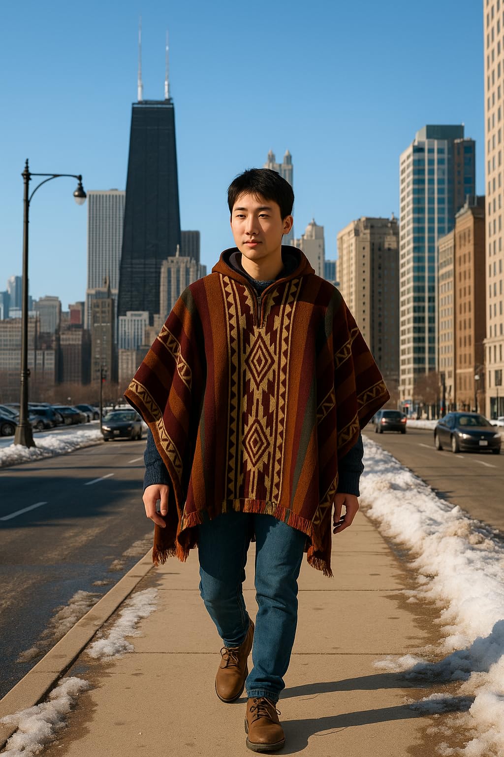 Gamboa Ecuadorianischer Alpaka Wolle Poncho Herren Ponchos Kapuze Cape Pancho Männer Mexikanischer Wollponcho Winter