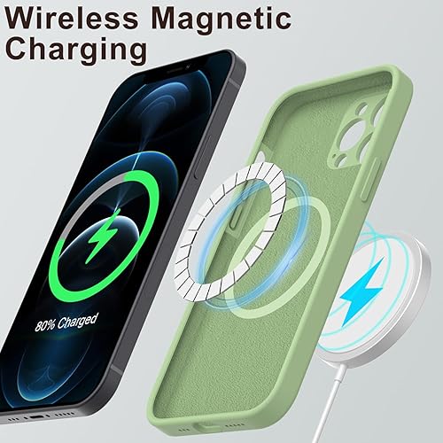 Miniatura 2 de DEENAKIN Funda magnética de silicona para iPhone 12 Pro Max con protector de pantalla, compatible con MagSafe, protección de cámara, funda