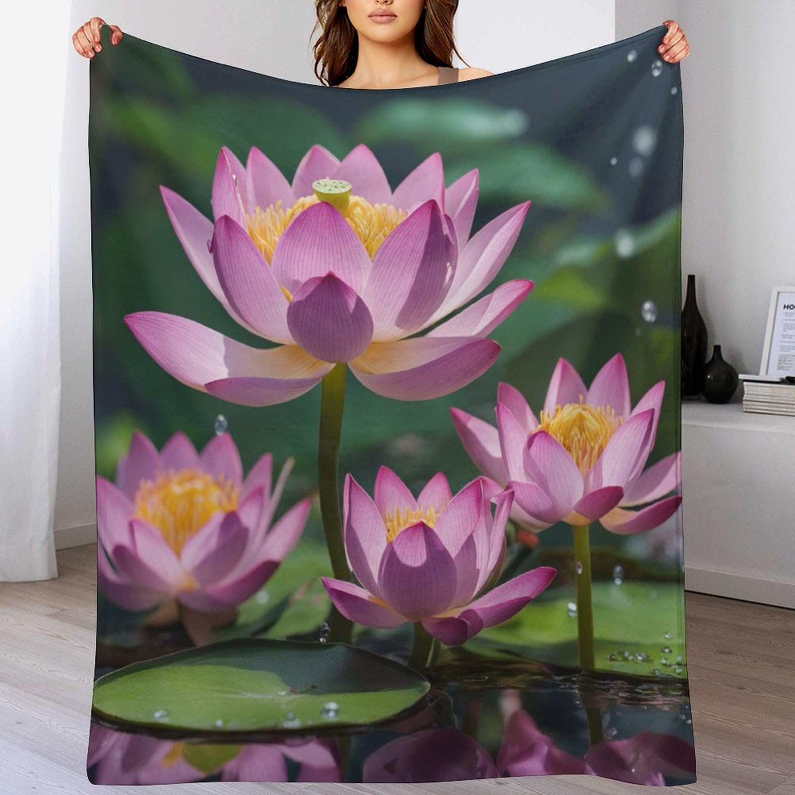 Couverture polaire en peluche lotus 150x200cm idéale pour les soirées cocooning