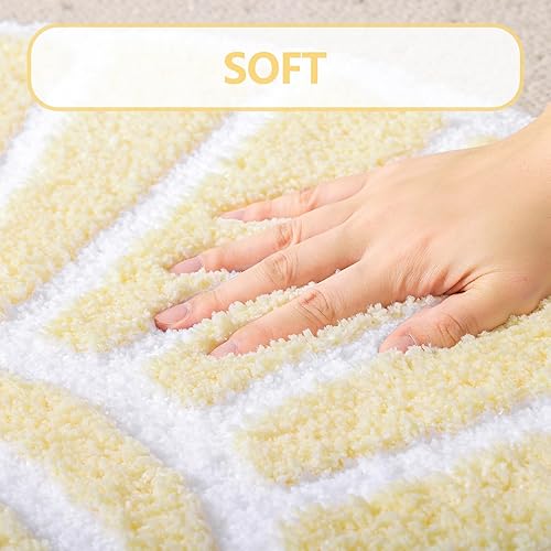Miniatura 3 de TRUEDAYS Alfombra de baño beige, medio círculo, bonita alfombra de baño bohemia, suave y esponjosa, absorbente de agua, lavable a máquina