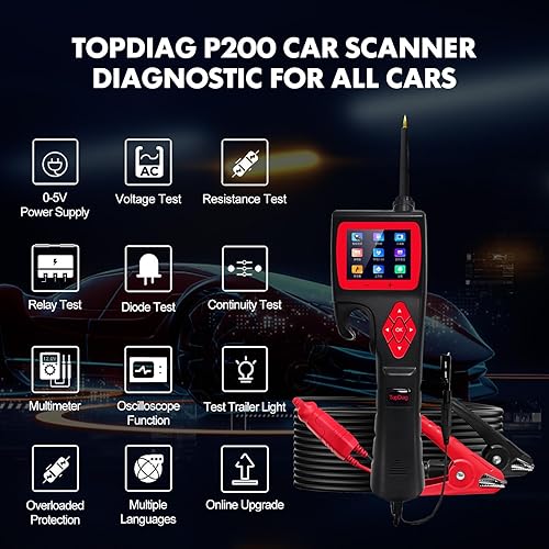 Miniatura 2 de Kit de Sonda de Circuito de Potencia Topdiag P200 - Probador de Circuito Automotriz con Luz de Prueba, Herramienta Buscadora de Disyuntores,