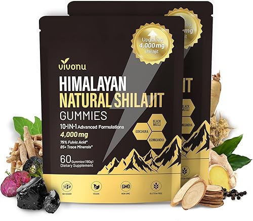 Miniatura 13 de Gomitas Shilajit, Shilajit para hombres y mujeres | Fórmula 10 en 1 de alta potencia de 4000 mg con shilajit puro del Himalaya, Ashwagandha y 75%