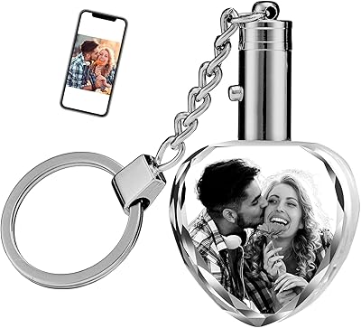 CustomÂ PersonalizedÂ CrystalÂ KeychainÂ withÂ PictureÂ PhotosÂ Engraved,CustomizedÂ CuteÂ UniqueÂ GiftÂ for WomenÂ MenÂ GirlfriendÂ CarÂ Keys (Heart)