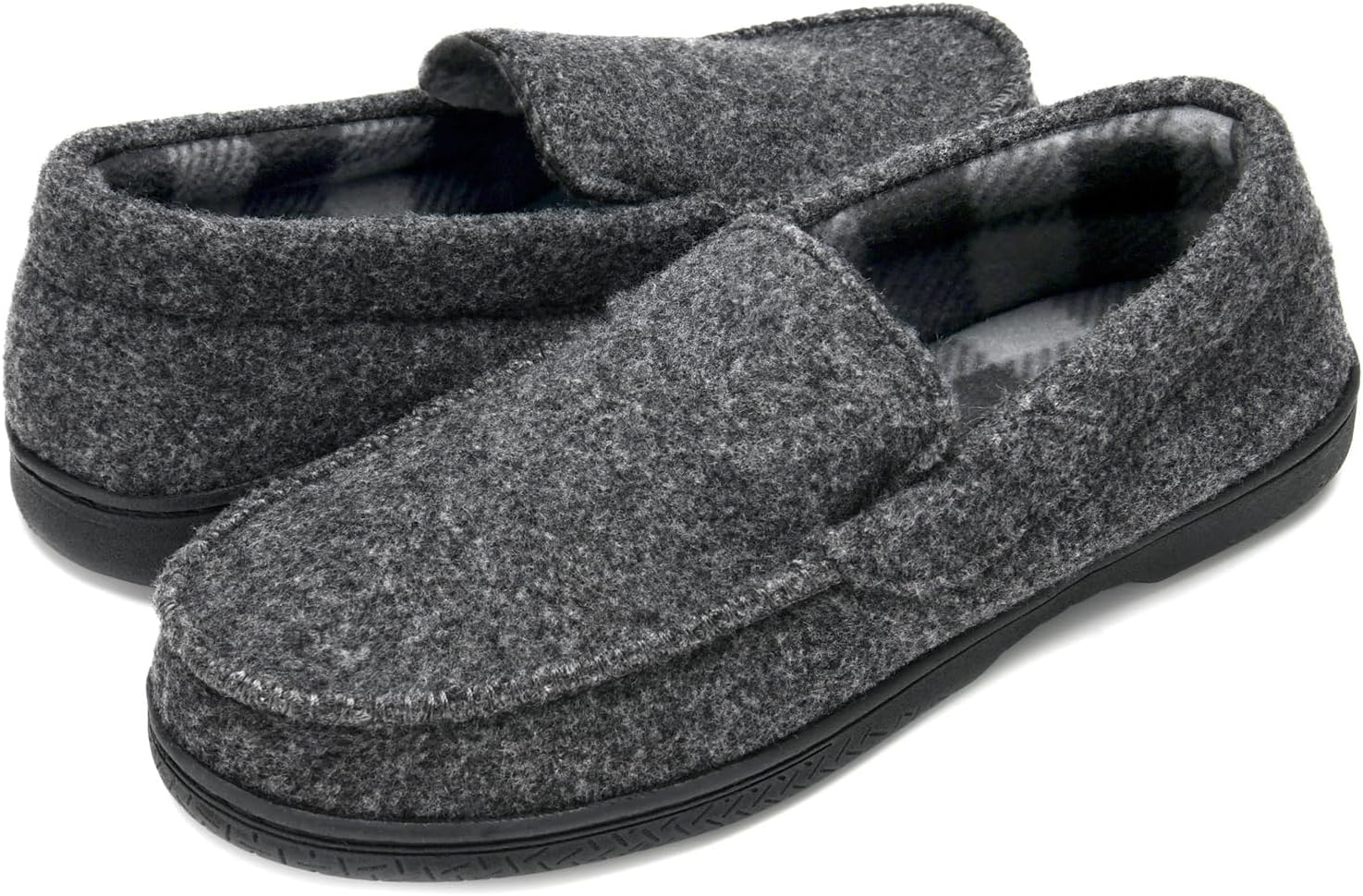 DL Men's Memory Foam Moccasin Slippers Breathable Moccasin Slippers Micro Wool House Shoes Anti-Slip Sole Indoor Outdoor