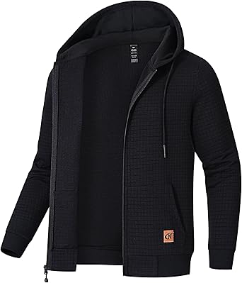 Men's Jacquard PlaidCloth Lightweight Zipper Hoodie Sweatshirt Jacket