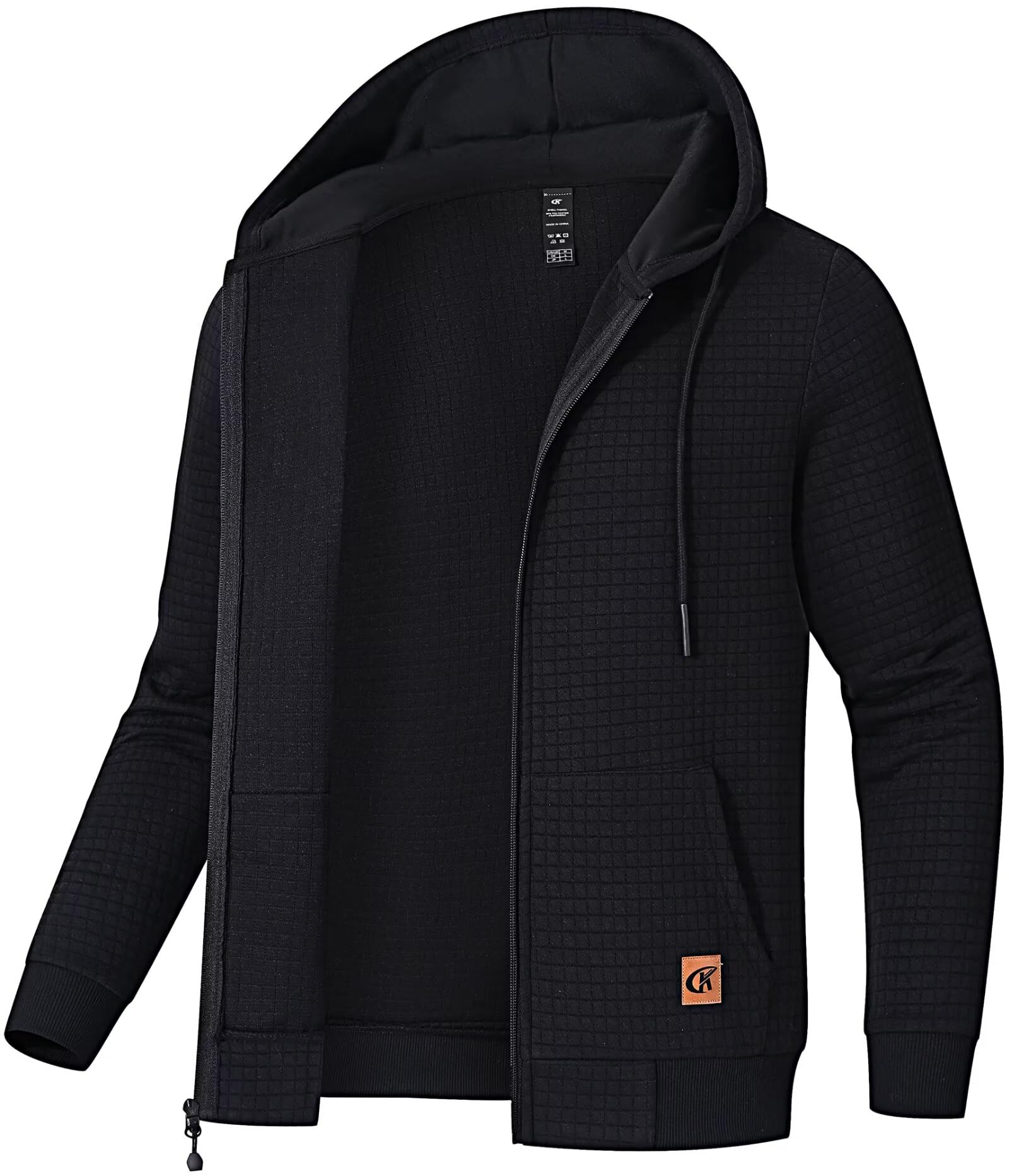 Satankud Men's Jacquard PlaidCloth Lightweight Zipper Hoodie Sweatshirt Jacket