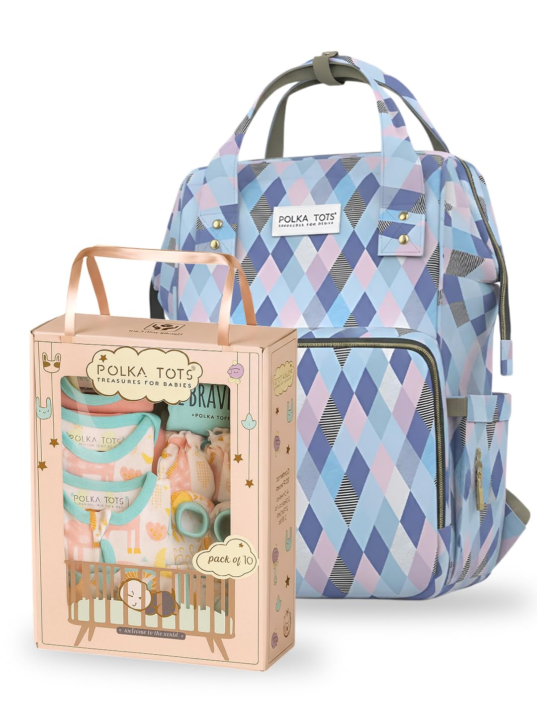 POLKA TOTS Diaper Bag & Newborn Baby Products Gift Set-image-23