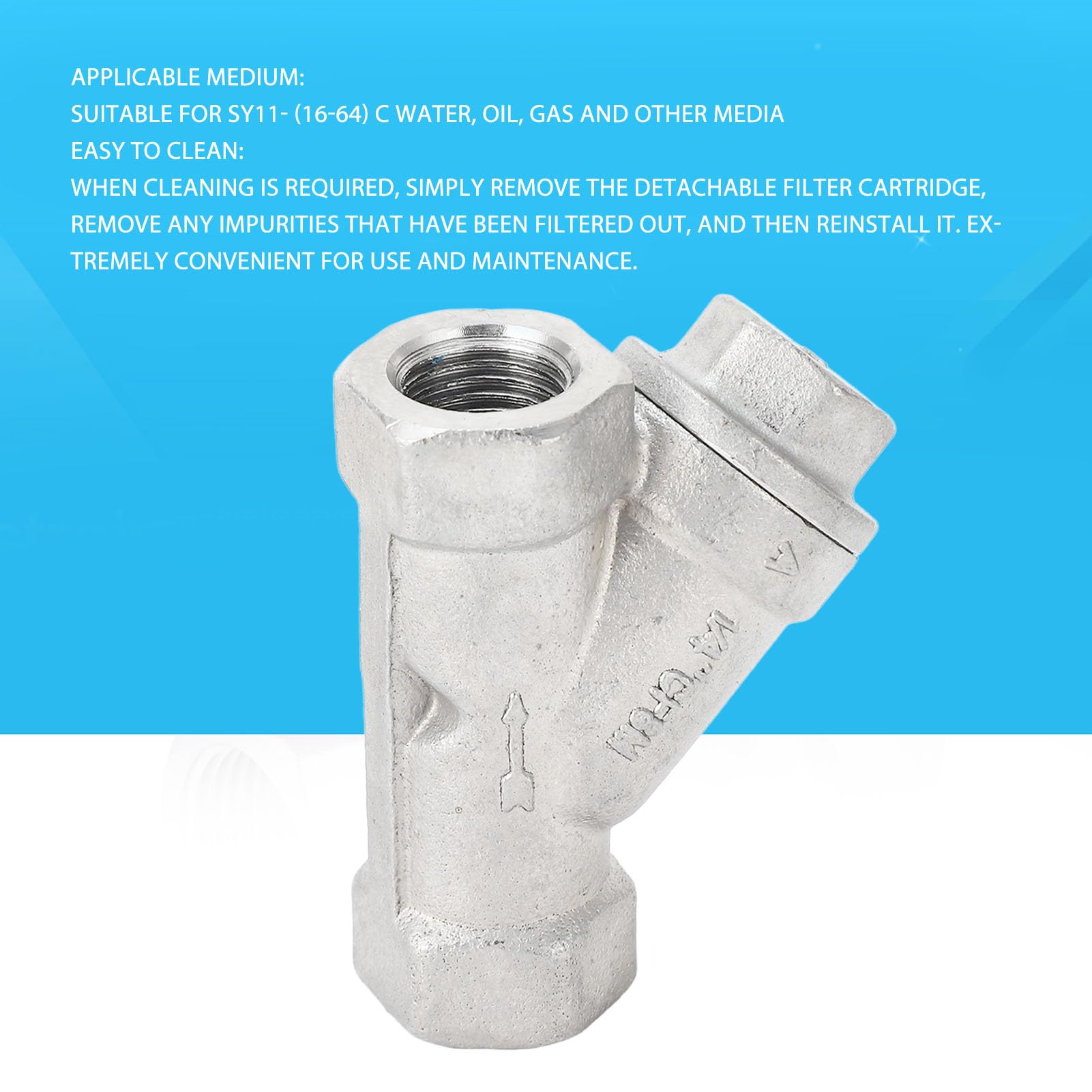 Filtro En Y 1/4 Pulg. DN8 Malla De Doble Capa De Acero Inoxidable para Agua Aceite Gas