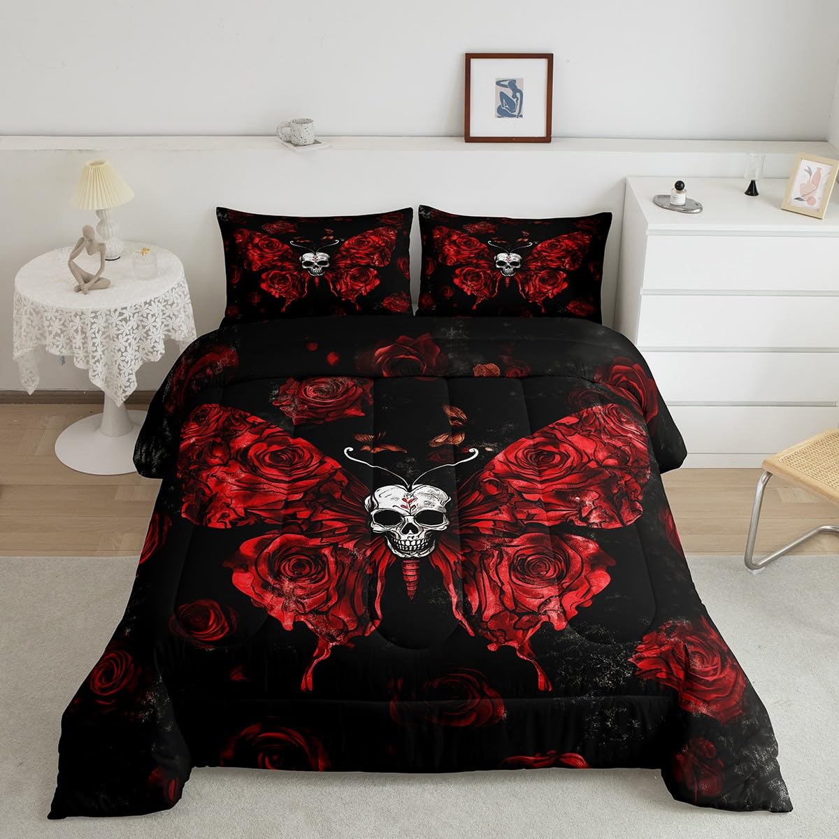 Parure de lit motif tête de mort d'Halloween style ferme original Manfei