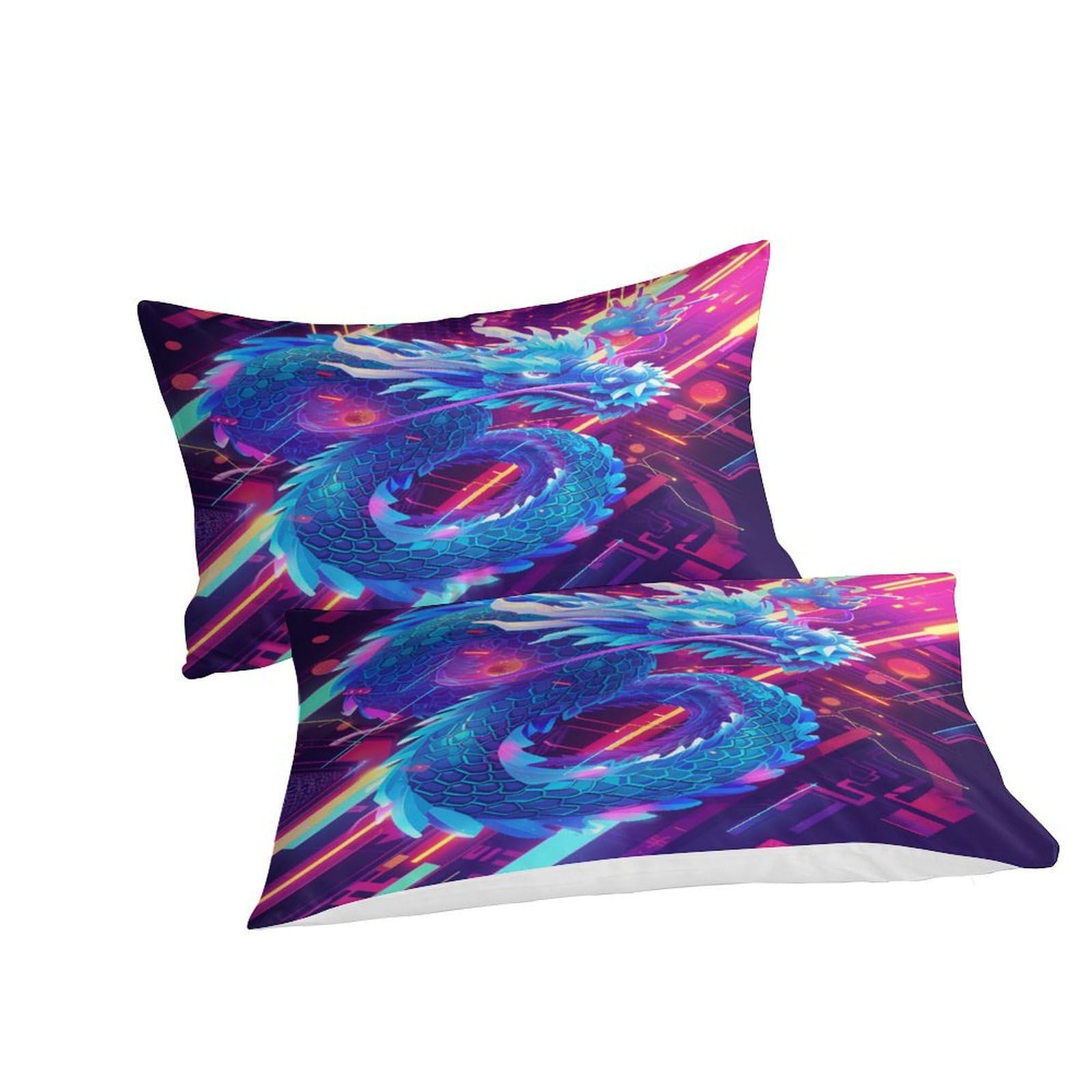 Stampato in 3D Loong cinese Copertina Stampata Microfibra Disegnata Biancheria Da Letto Con Chiusura A Cerniera Con 2 Federe,Double（200x200cm）, Per Ragazzi Adulti