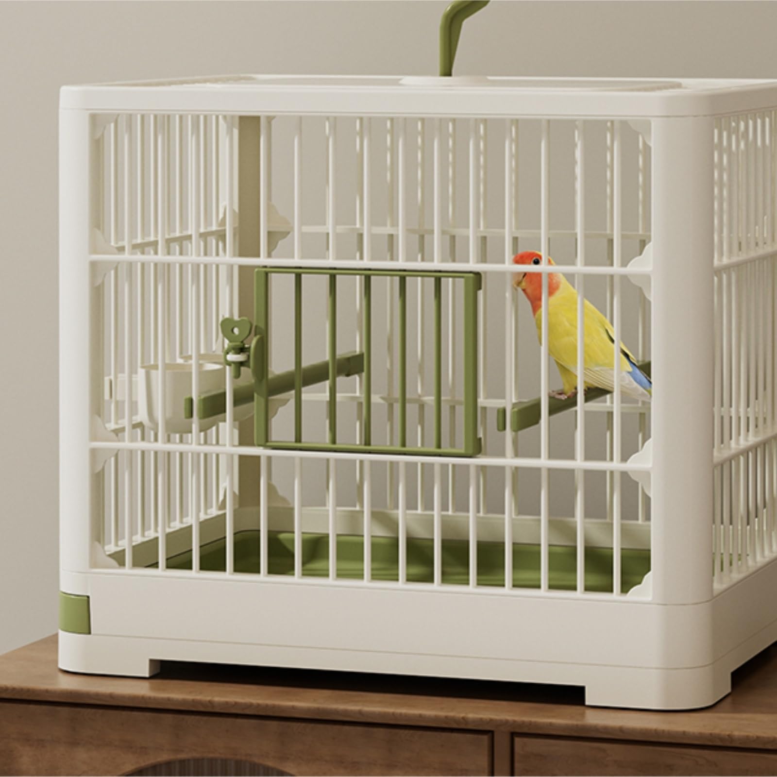 Jaula De Aves para Canarios Jaula For Pájaros con Bandeja Desmontable Y Asa De Gancho For Transporte Al Aire Libre Loros Conures(Grün)