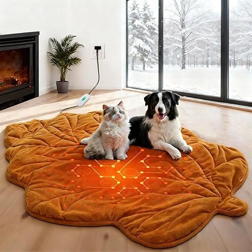 Almohadilla Térmica Grande para Perros Impermeable Camas Eléctricas Calefactadas, Almohadillas para Mascotas para Interiores y Exteriores,