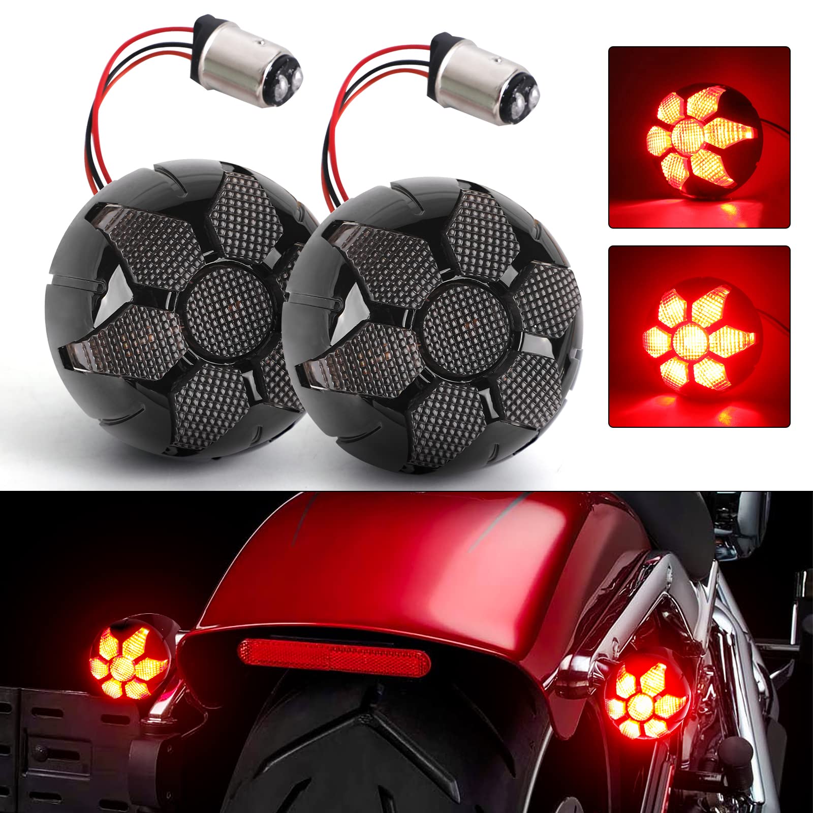 Buy REALOVE 2 inch1157 Rear LED Turn Signals assembly Red Running Light