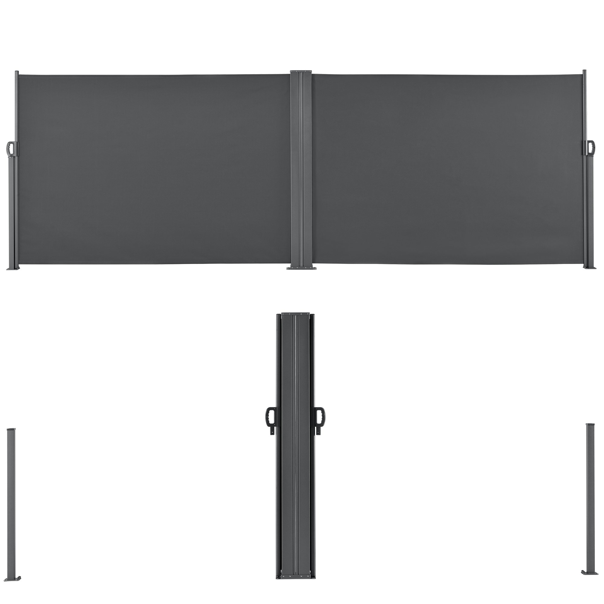 pro.tec Paravento Doppio Estraibile per Uso Esterno Schermo Protettivo a Scomparsa Divisorio Esterno Schermo Privacy Estensibile 160 x 300 x 300 cm Grigio