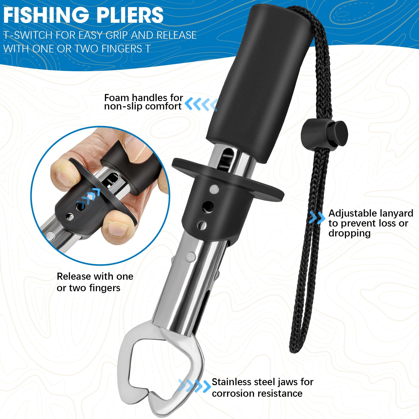 THKFISH 7 Stück Angeltaschen Set, Tactical Angeln Tragetasche mit Angelzange Tackle Kits, Fischhaken Entferner Tools, Fisch Zange mit Scheide und Werkzeug Lanyards, Digital Fishing Gewicht Skala