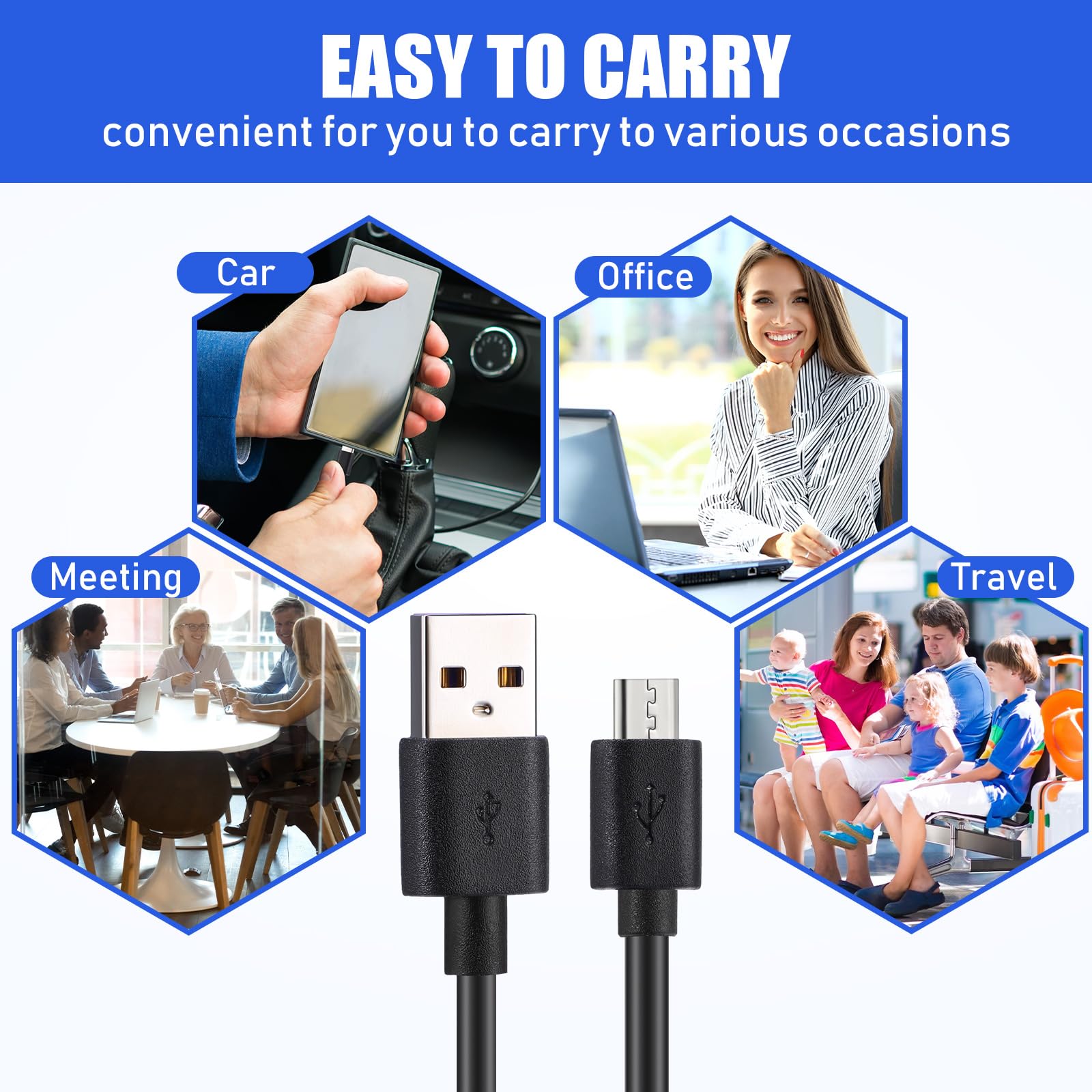Kanayu Micro-USB-Kabel, 10 cm, Schnellladekabel, 2 A, schwarz, kompatibel mit Samsung Galaxy S7, S6 Edge, J7, S5, Note 5, 4, K40, K20, Kindle, PS4, Tablet, 50 Stück
