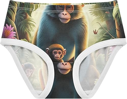 Cute Monkey Toddler Girls Panties, Underwear Girls, 2T–8 Years(3T)