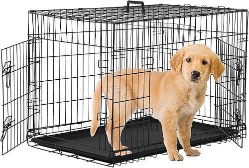 Miniatura 9 de Jaula mediana para perros, jaula para perros medianos, jaula plegable de metal para cachorros con bandeja para interiores y exteriores, jaula de