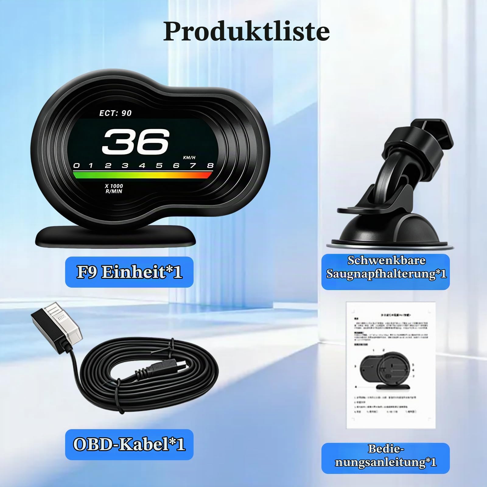 HUD Display für Auto OBDⅡ + GPS Smart Gauge Tachometer Diagnosegerät Universelles Geschwindigkeitsmesser