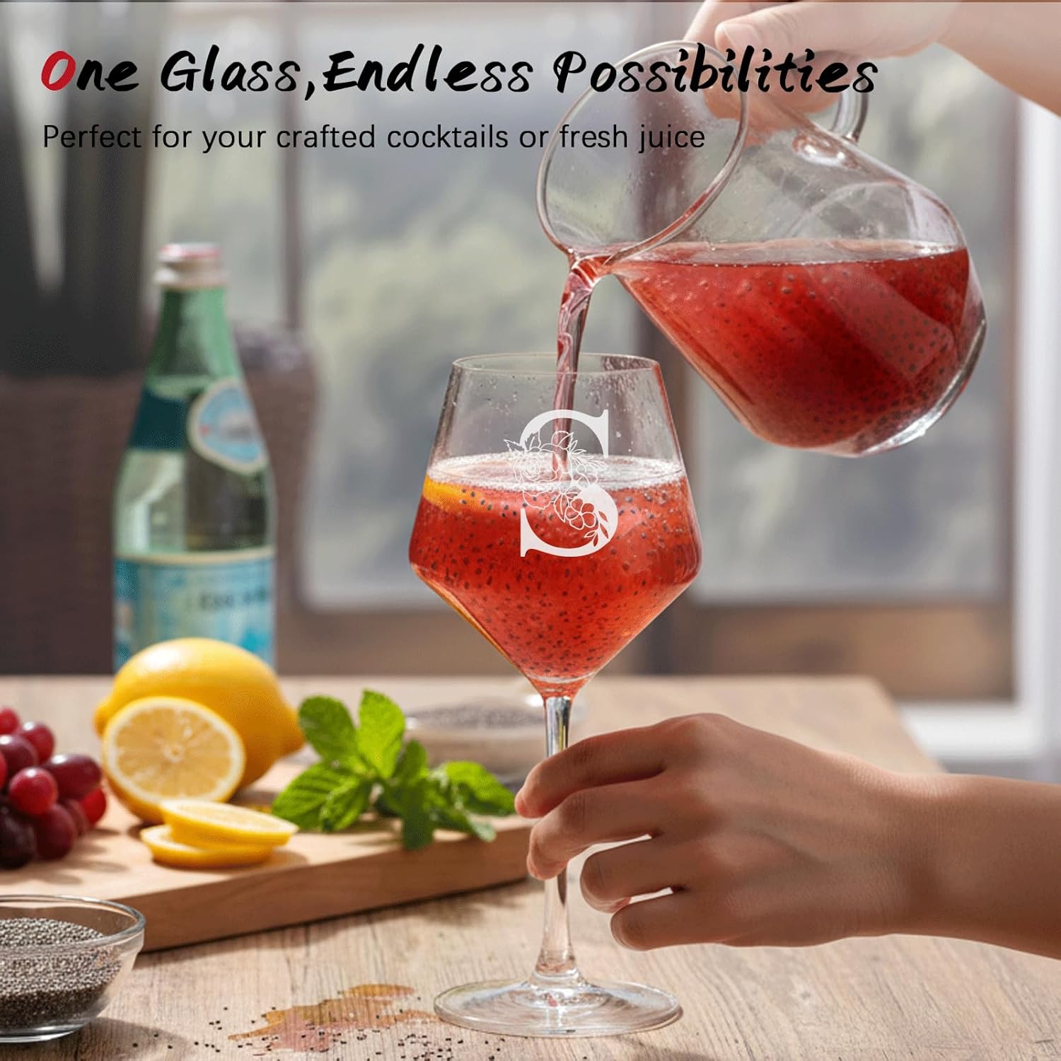 Personalized Gifts for Women, Monogrammed A-Z Wine Glass Customized Gift with Wine Stopper, Unique Christmas Birthday Gifts for Women Mom Friend Sister Wife -Dishwasher Safe (S) - Image 4