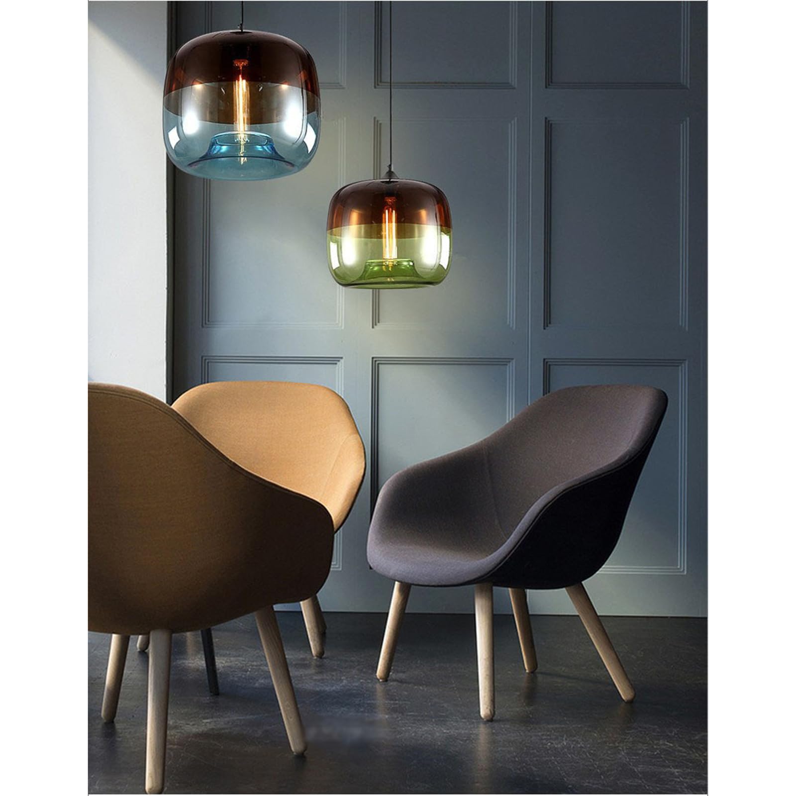 Moderne dubbele kleur glazen hanglamp Retro enkele kop kroonluchter Postmodern hangend plafondverlichting Verstelbaar snoer eilandlicht voor woonkamer