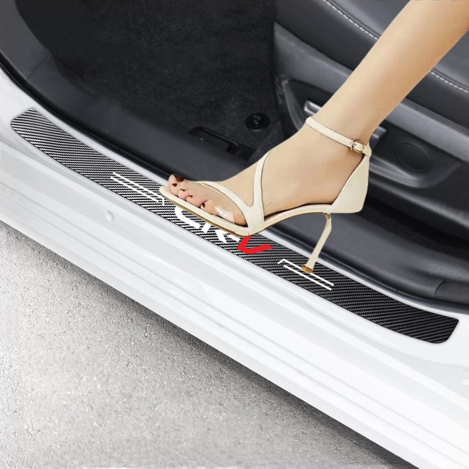 4 PCS Car Door Sill Protector Compatible with HRV Carbon Fiber Door Entry Guard Sticker Scuff Plate Cover Guard Sills Protector Trim (H1)