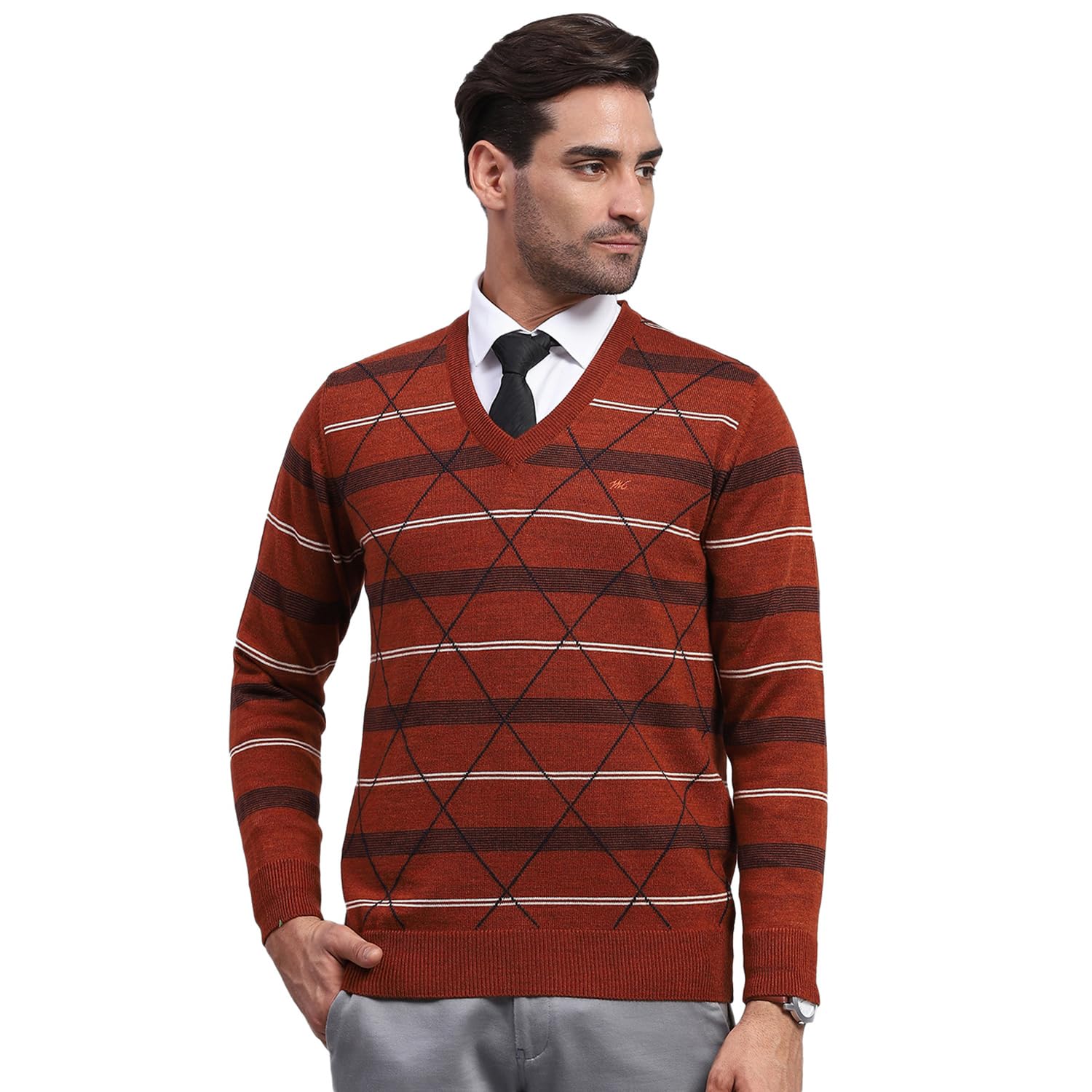 monte carlo Mens Self Design V Neck Full Sleeve Pullover (1243353VN)-picture-11