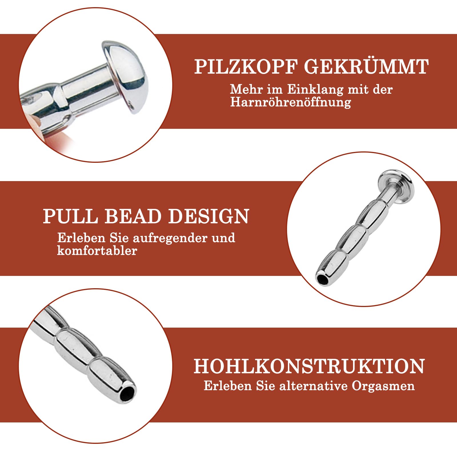 BDSMAGE Dilatatore Uretrale Cavo in Acciaio Inossidabile, Dilatatori Uretrali Uomo Stimolatore del Glande Masturbazione Giocattolo Sessuale Erotico per Uomini (6mm)