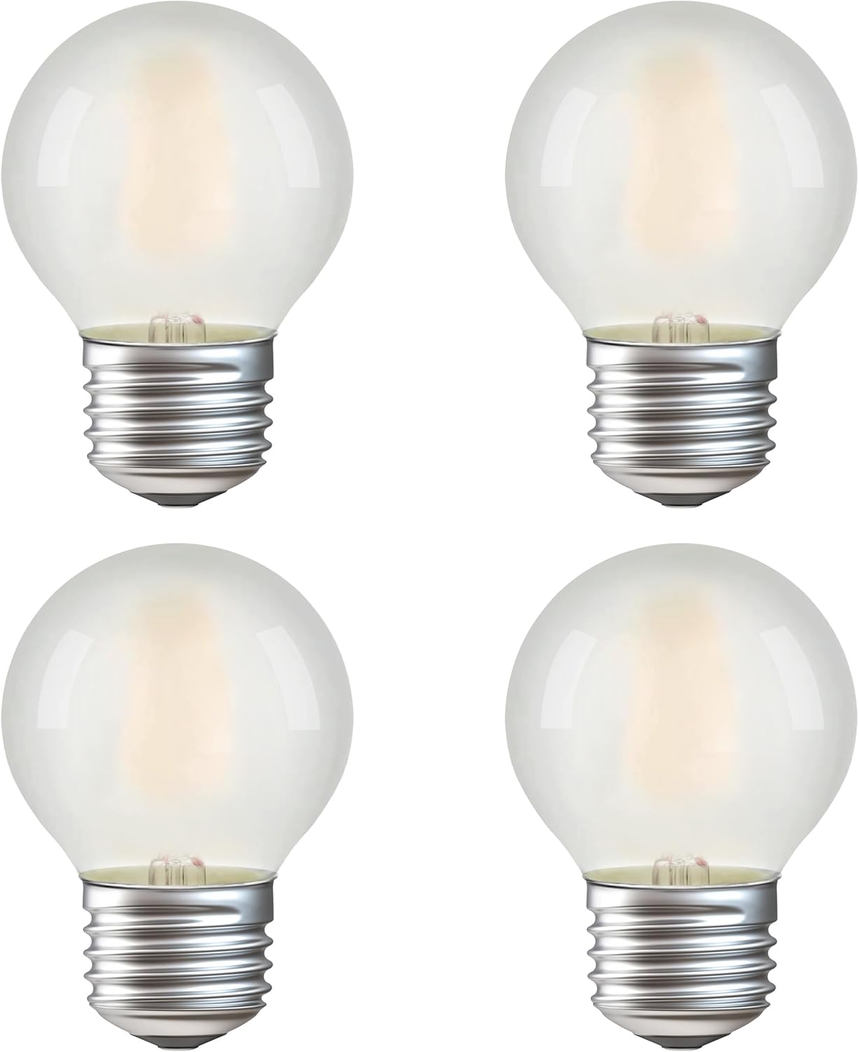 Frosted Dimmable LED Ceiling Fan Light Bulbs- E26 Base 4000K Neutral White 25W Equivalent A15/A50 Small Globe Bulb- 2W Short Round LED Lamp for Bedroom, Pendant, Chandelier, Vanity- 4 Pack