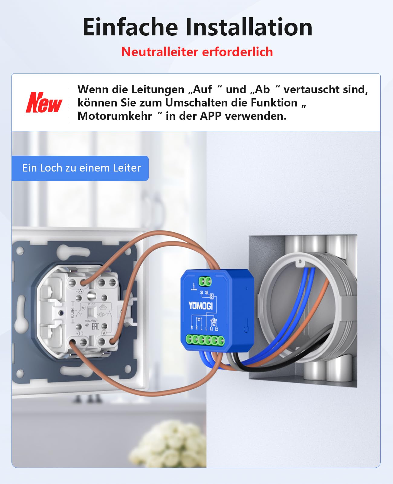 YOMOGI Wlan Rolladenschalter mit RF Fernbedienung gekoppelt, Prozentkontrolle Wlan Rolladen Zeitschaltuhr für Rollläden/Jalousien, Kompatibel mit Alexa & Google & Siri, Mit Fernsteuerung, 6 Packs