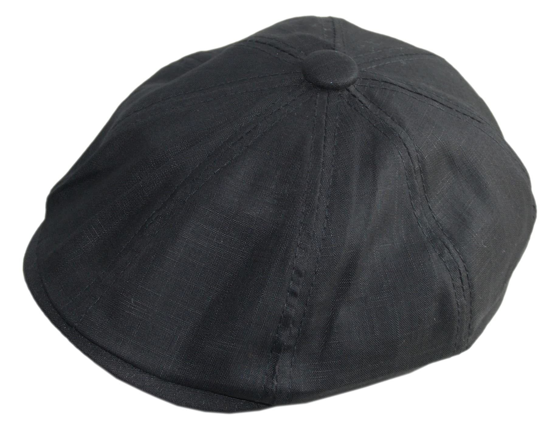 Leinen 8-Panel Flatcap mit Knopf A59 | Schiebermütze, Vintage Gatsby Cap, Retro Mütze