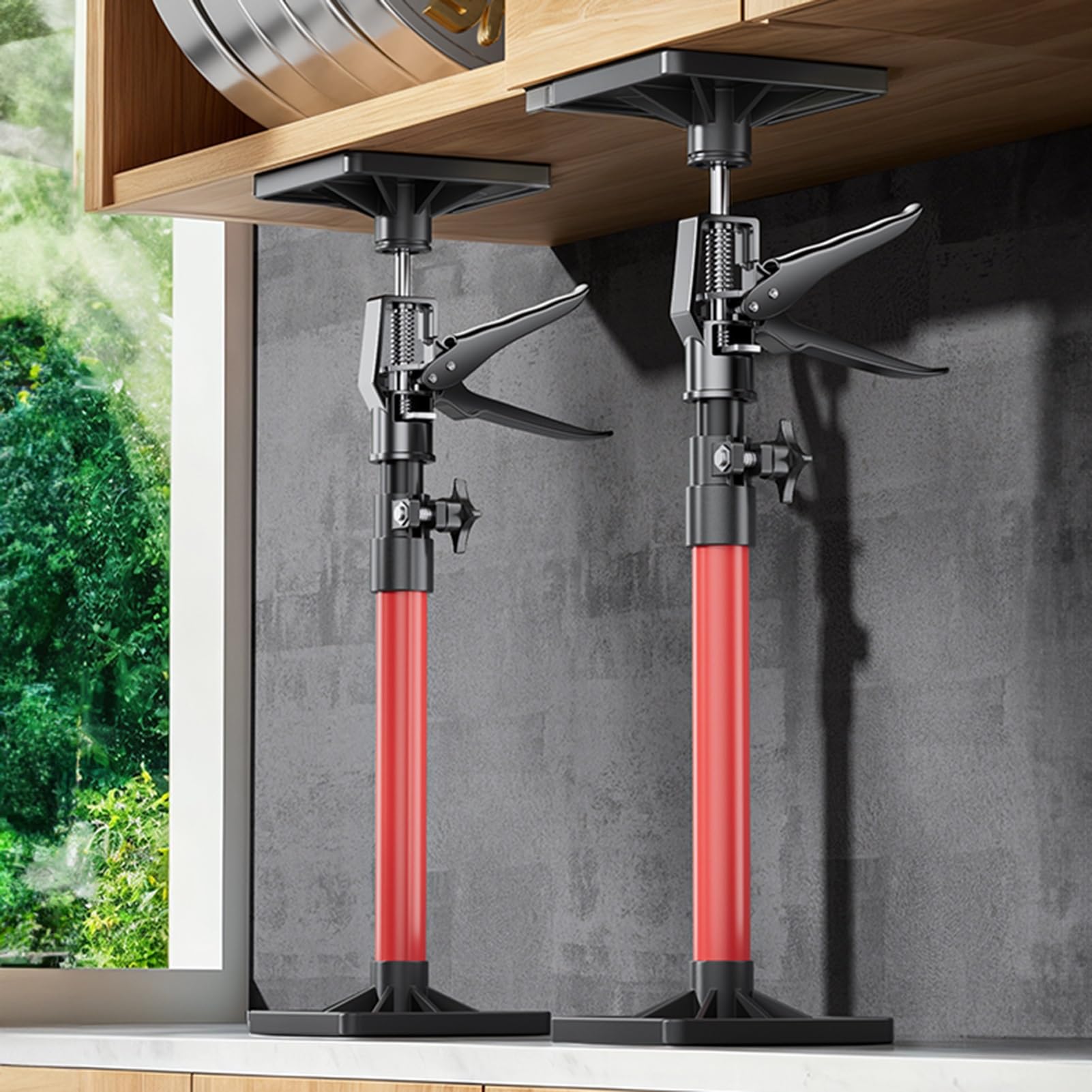 Lot De 2 Vérins Télescopiques Pour Armoires - Poteau De Support Réglable 30-290 Cm, Aide à L'installation Seul