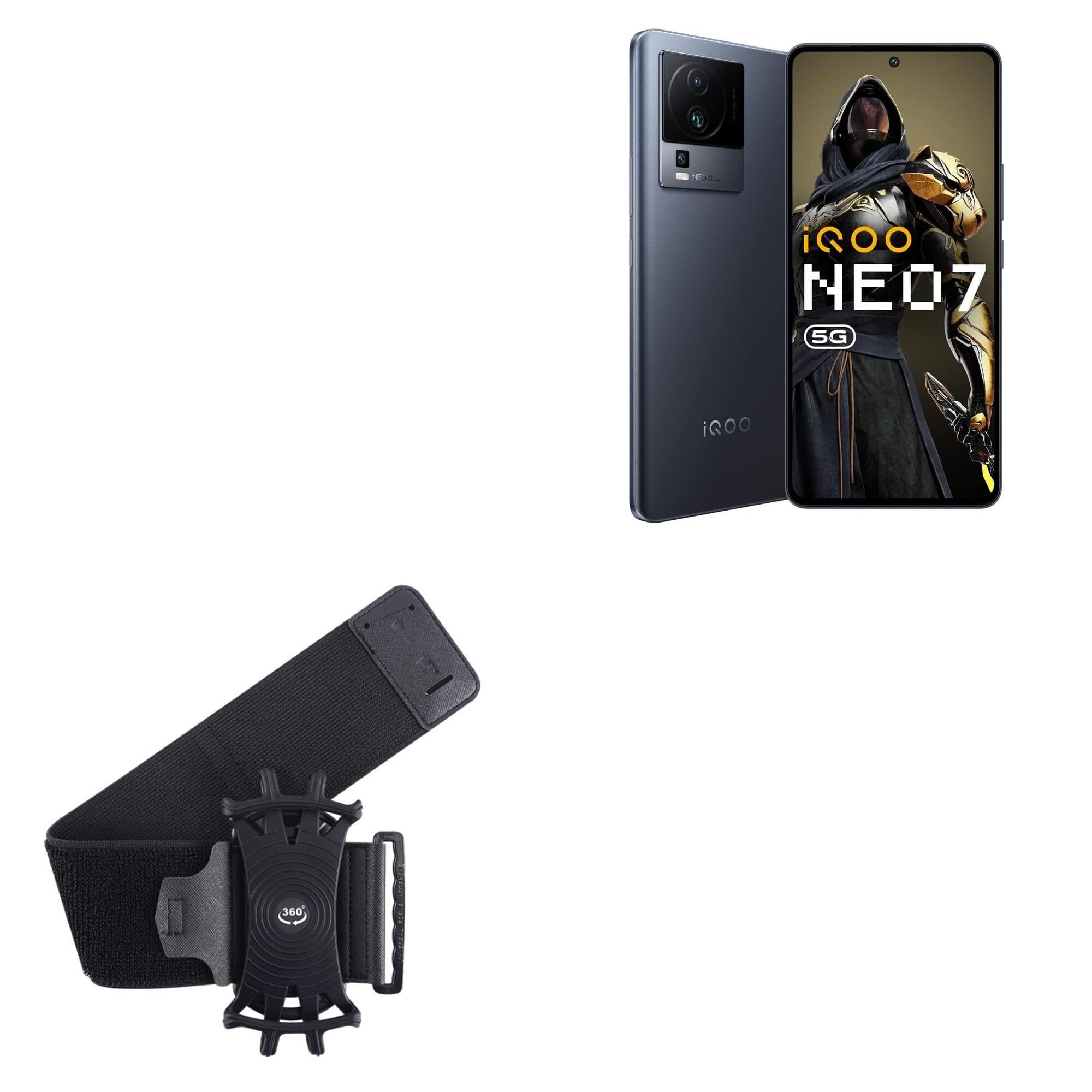 BoxWave Holster Compatible with vivo iQOO Neo 7 - ActiveStretch Sport Armband, Adjustable Armband for Workout and Running - Jet Black